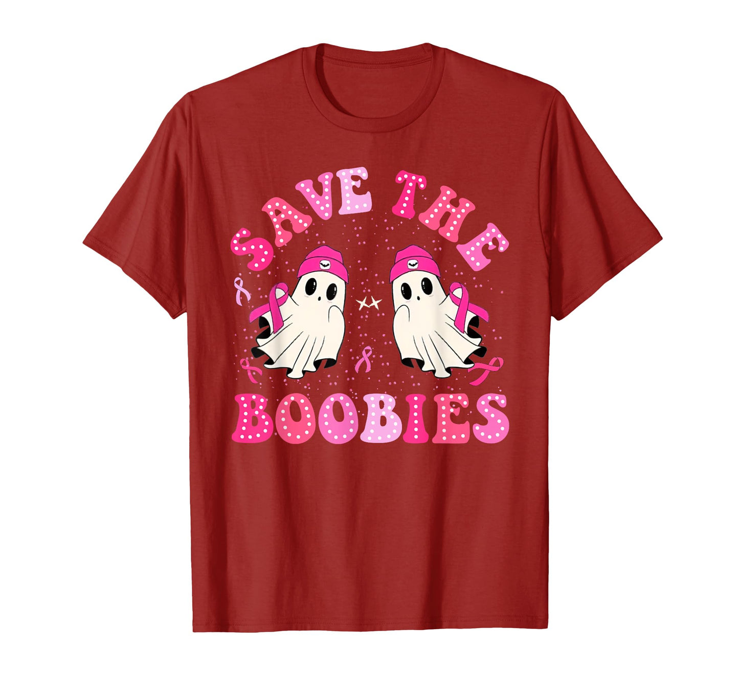 Save The Boobies For Breast Cancer Halloween Ghost T-Shirt
