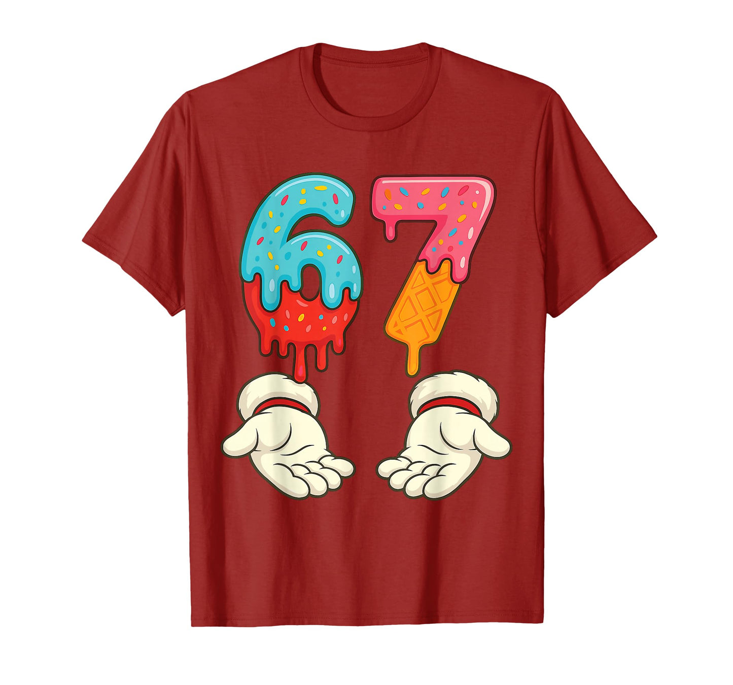 Funny Six Seven 6 7 Meme Christmas Ice Cream Drip Xmas Santa T-Shirt