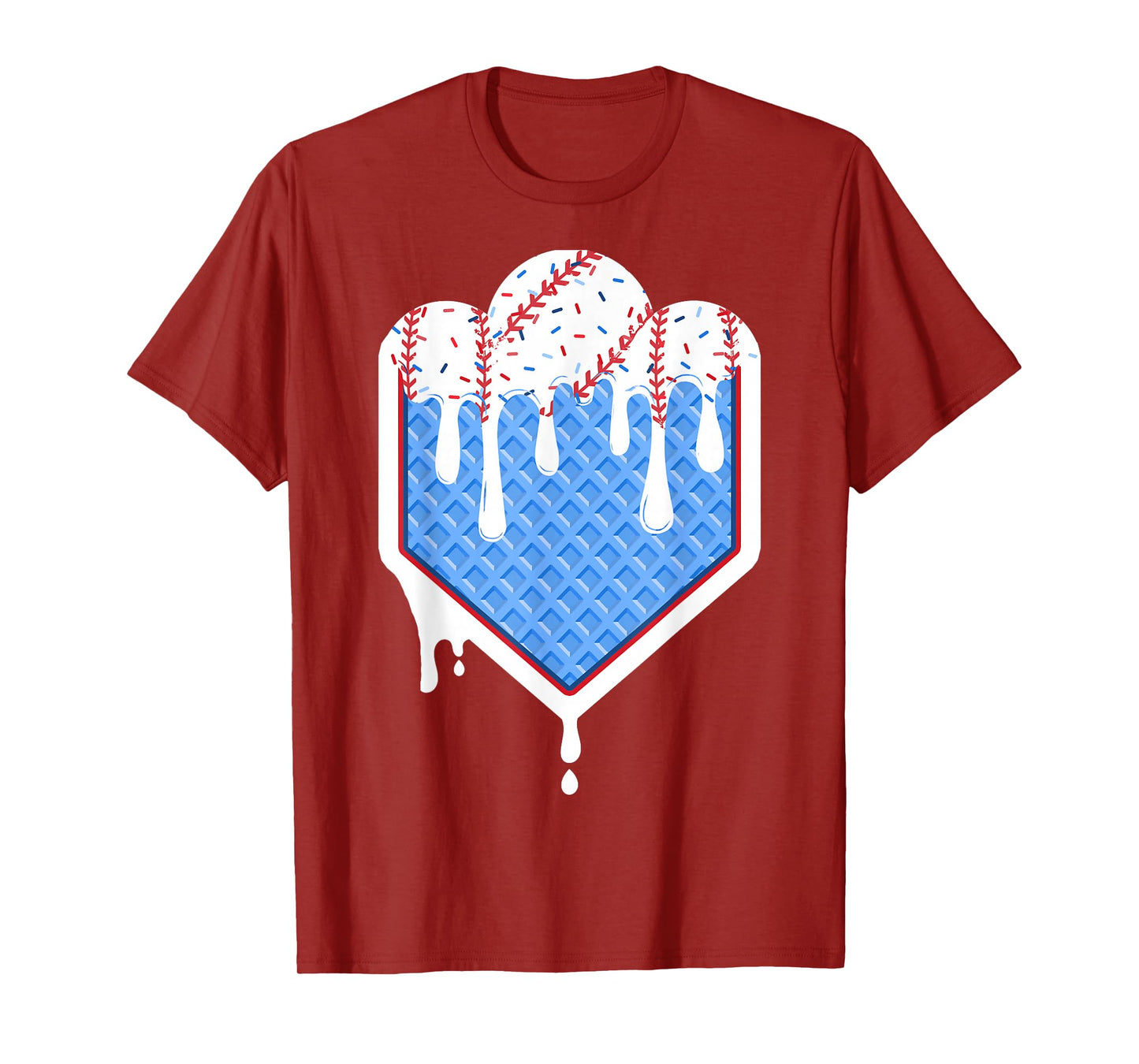 Baseball Drip Boy Ice Cream Sprinkle Youth Baseball Birthday T-Shirt