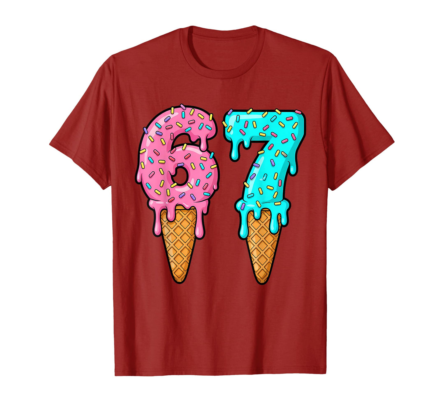 67 Ice Cream Drip Meme Six Seven Gen Alpha Slang T-Shirt