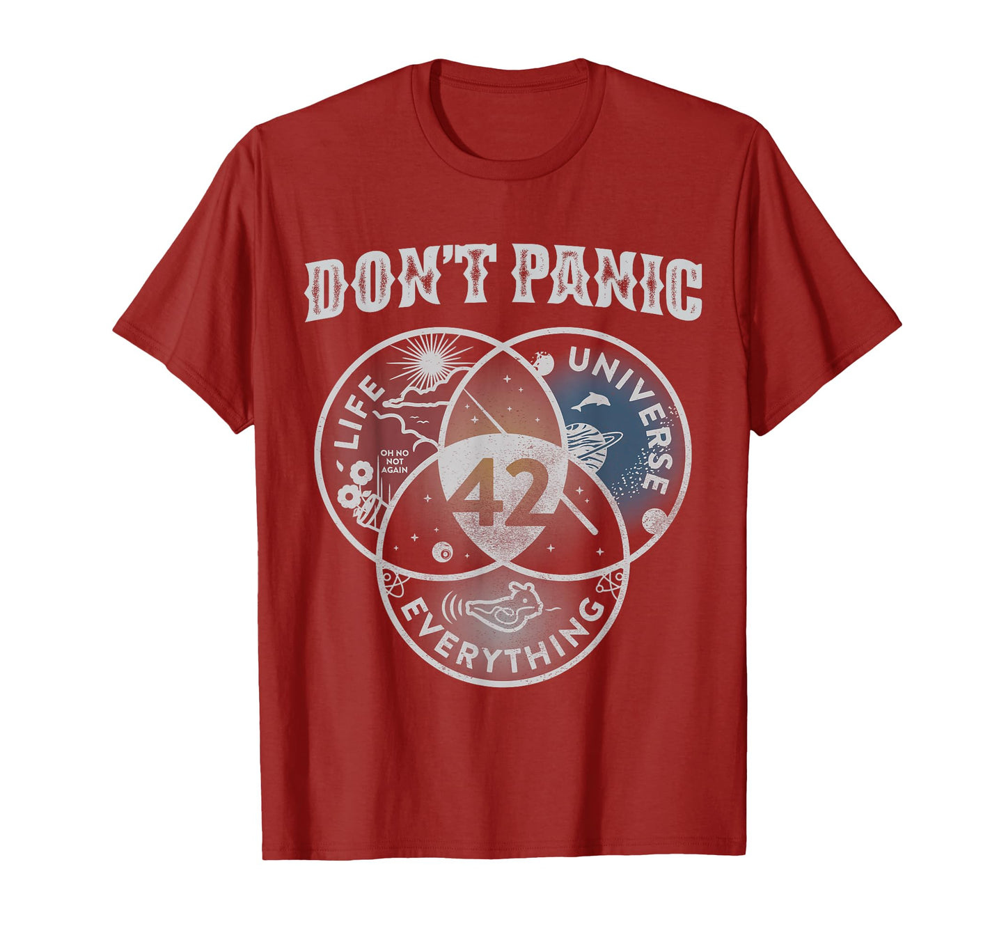 Venn Diagram Don't Panic Life The Universe And Everything 42 T-Shirt