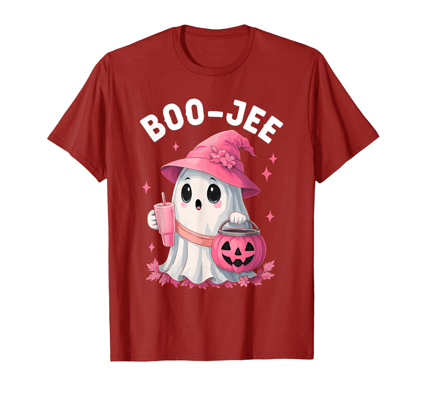 Boo JEE Boujee Pink Ghost Halloween October Vibes T-Shirt