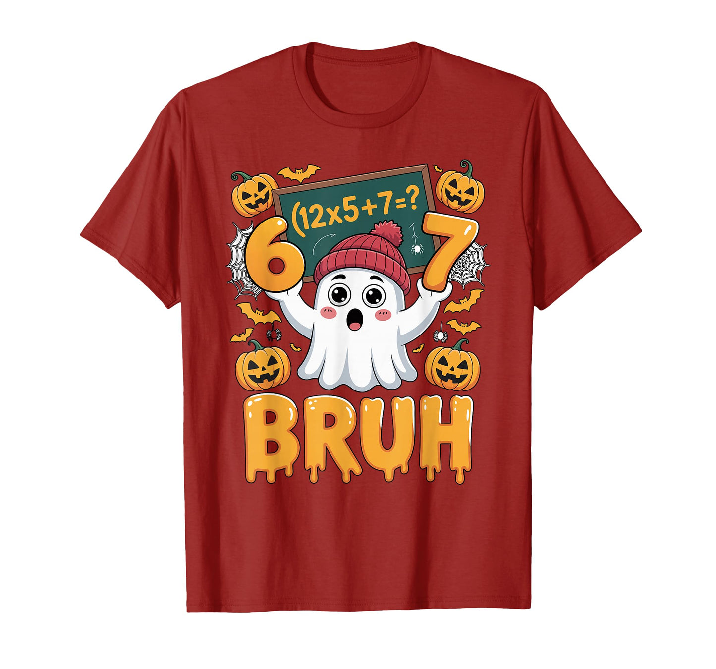 67 Teacher Halloween Ghost Six Seven Meme Math Humor Ghost T-Shirt