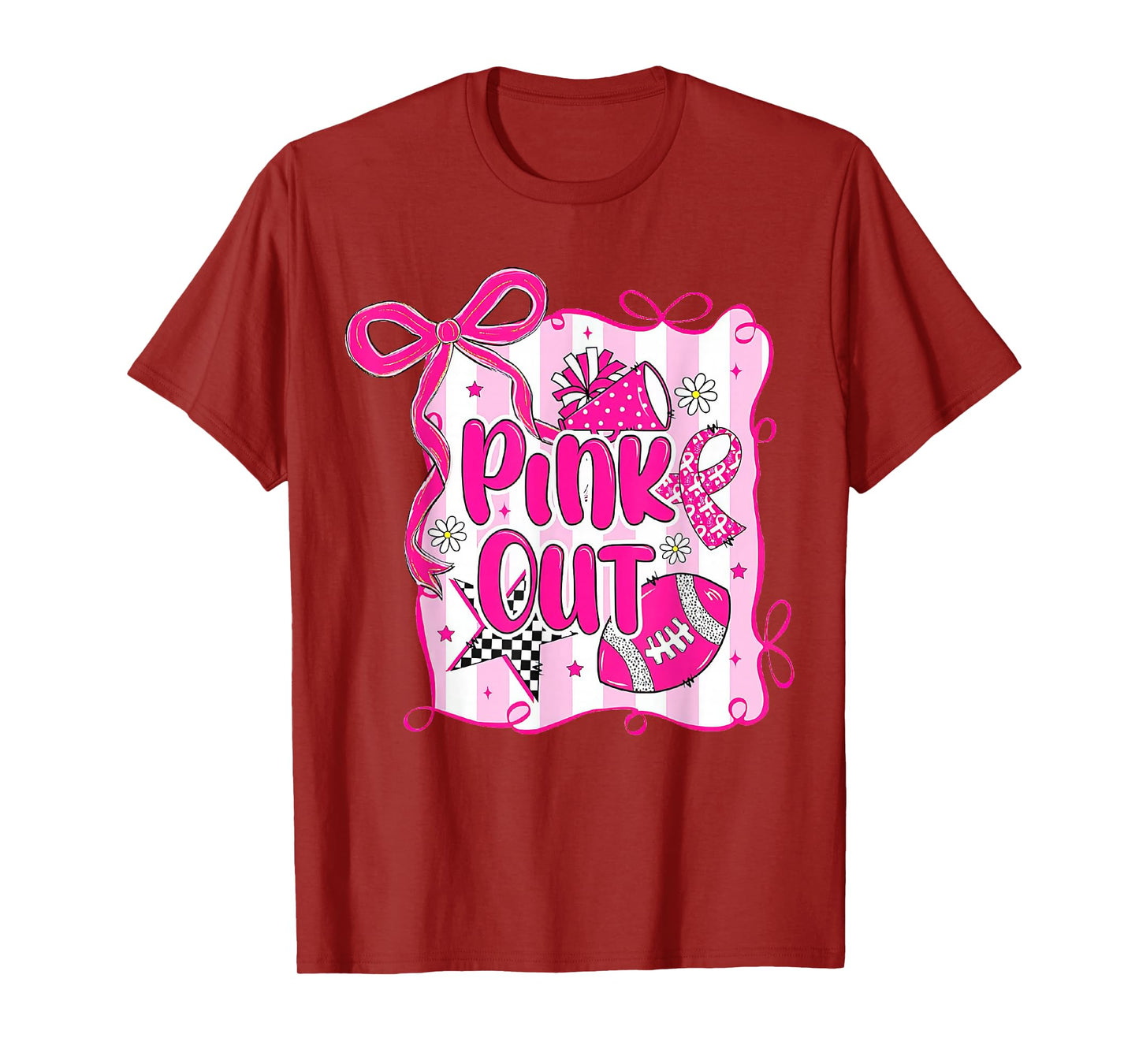 Football Pink Out Team Breast Cancer Awareness Month Womens T-Shirt