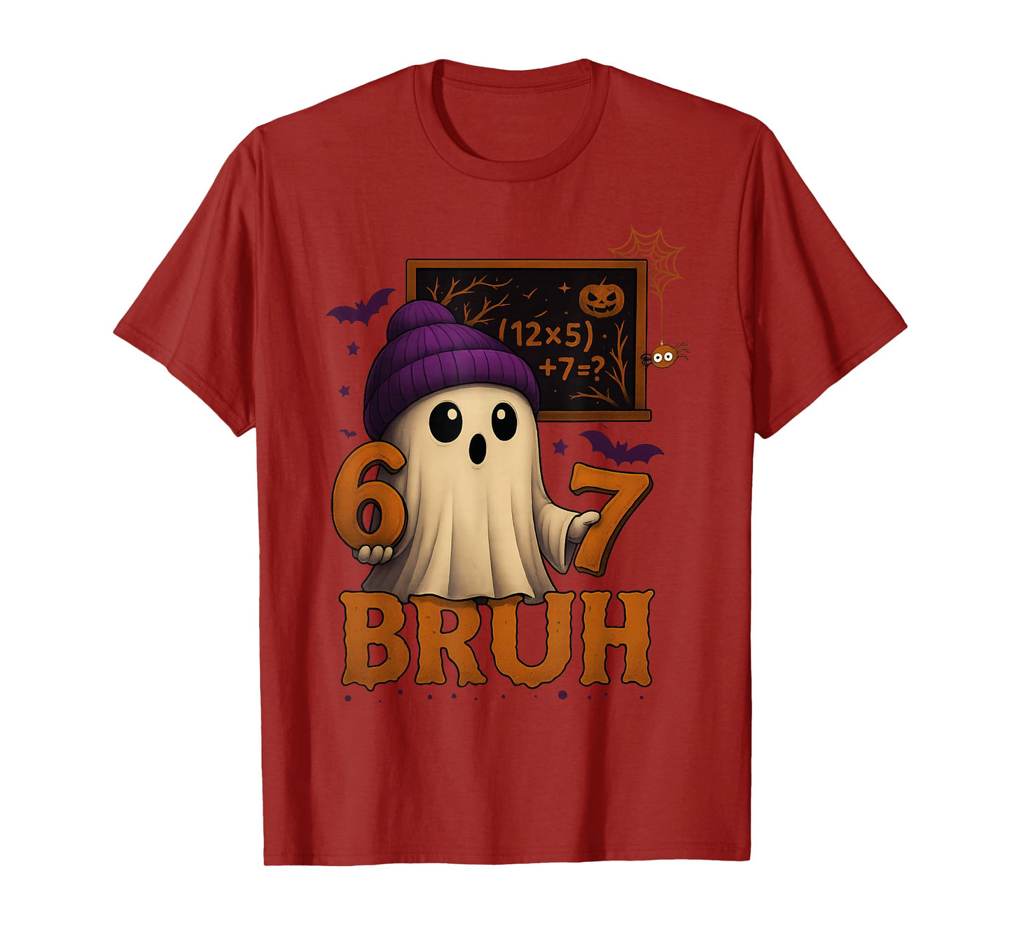 Funny Math Ghost 67 Bruh Halloween Meme Teacher Equation T-Shirt
