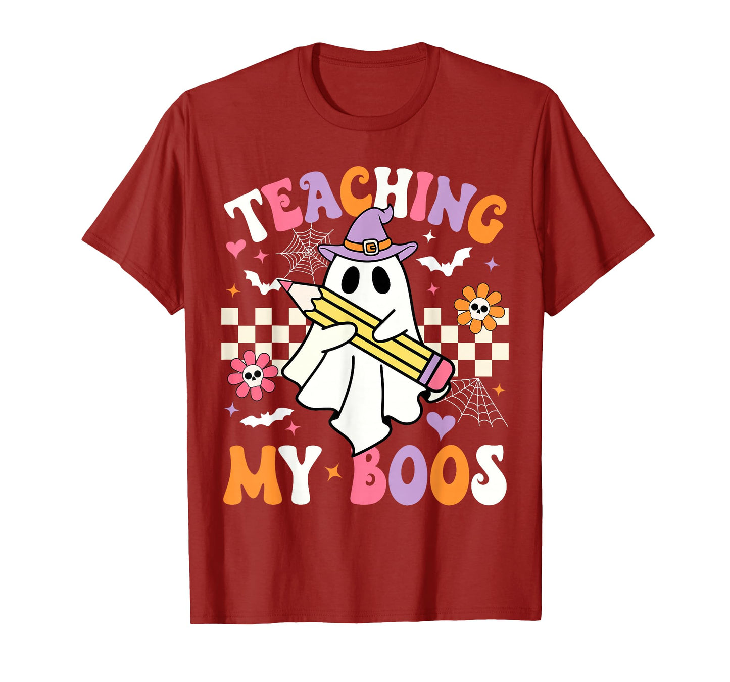 Teaching My Boos Ghost Teacher Cute Groovy Halloween Teacher T-Shirt