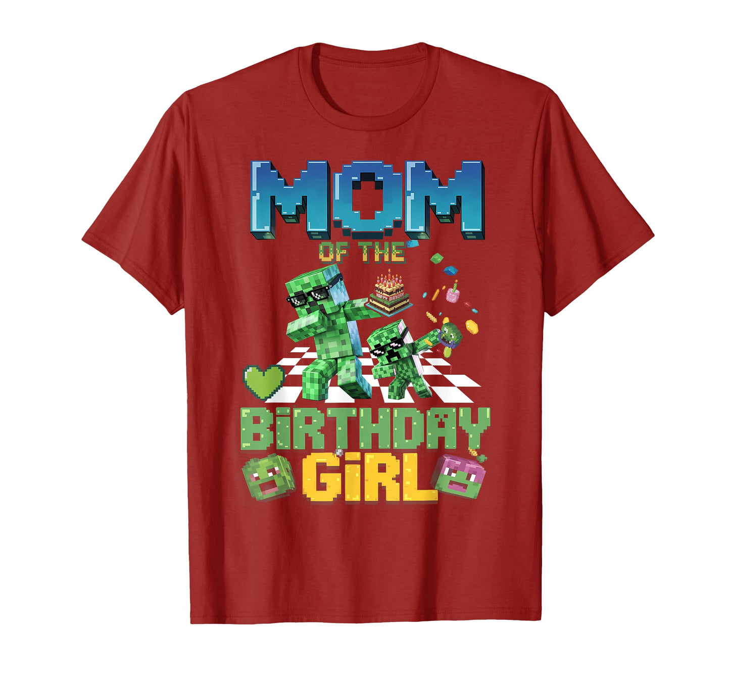 Mom of the Birthday Girl Funny Video Game Pixel Girl T-Shirt