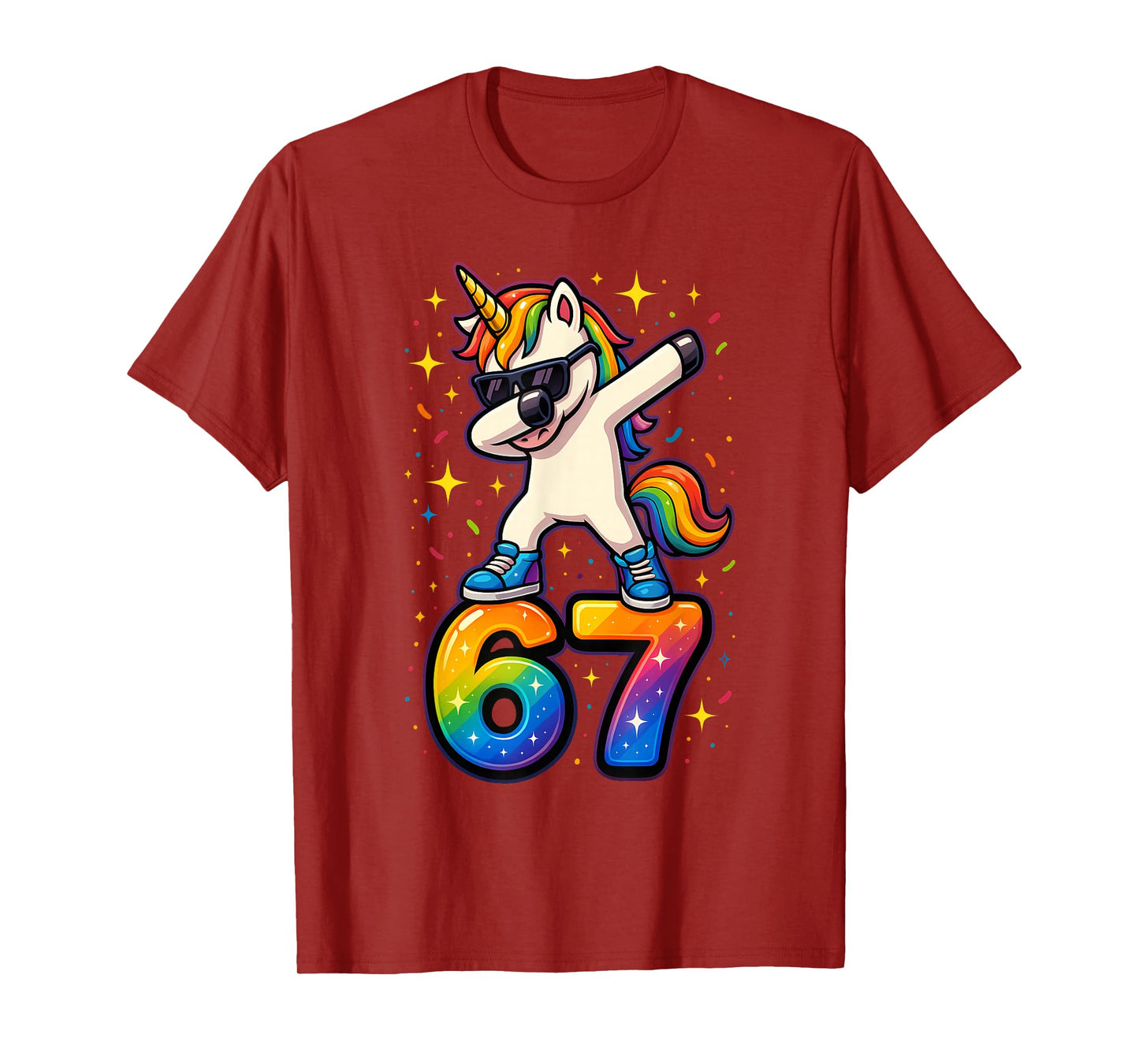 67 Unicorn Dabbing Six Seven Meme Funny T-Shirt