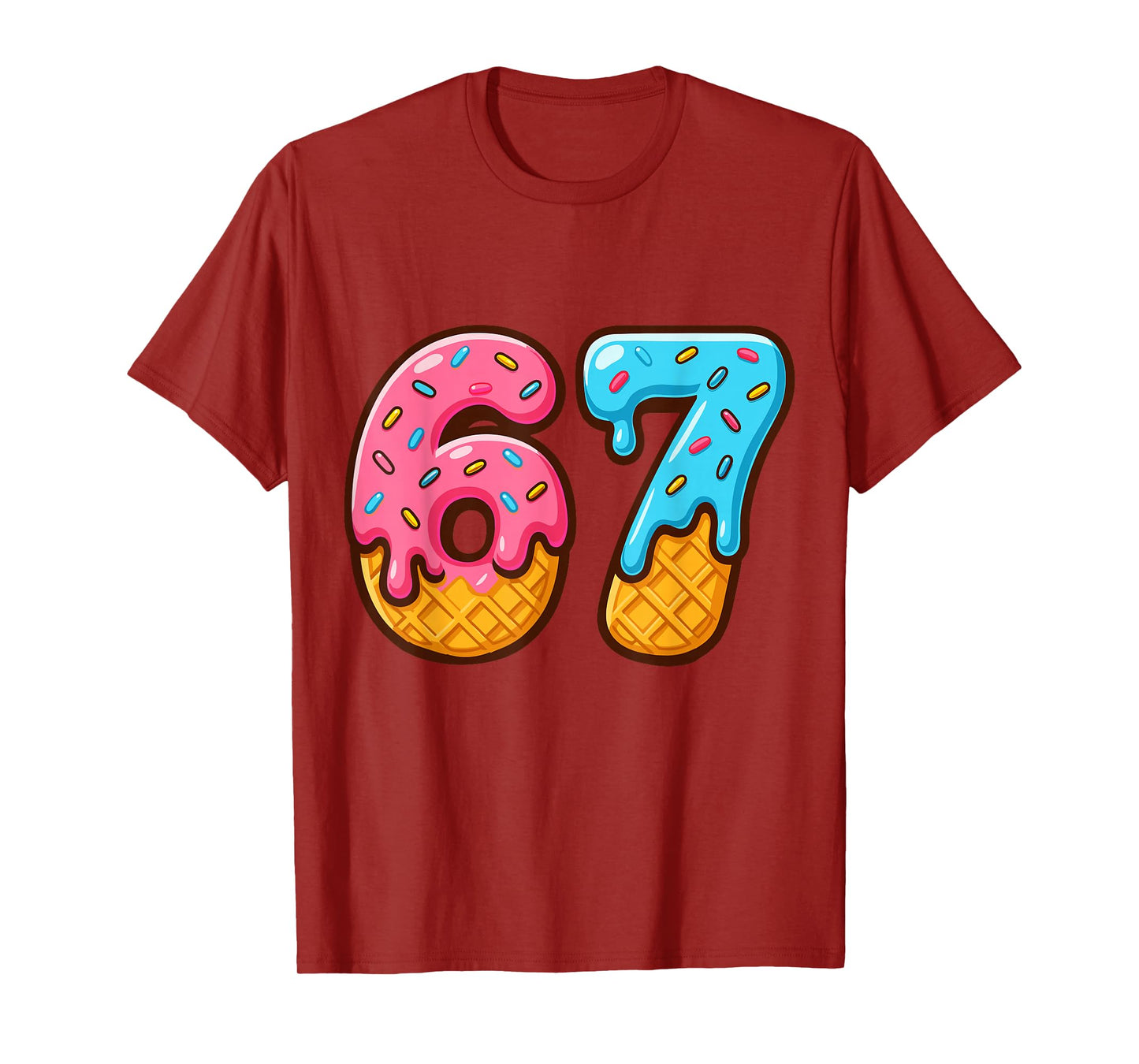 Six Seven Ice Cream Drip Cool Meme 67 Funny Number T-Shirt
