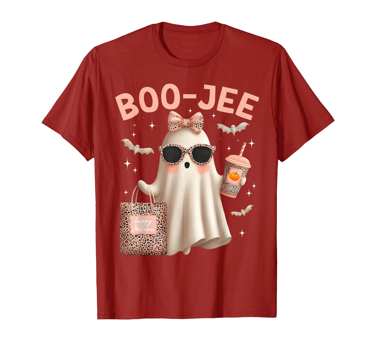 Coquette Leopard Ghost Coffee Boo-JEE Boujee Ghost Halloween T-Shirt