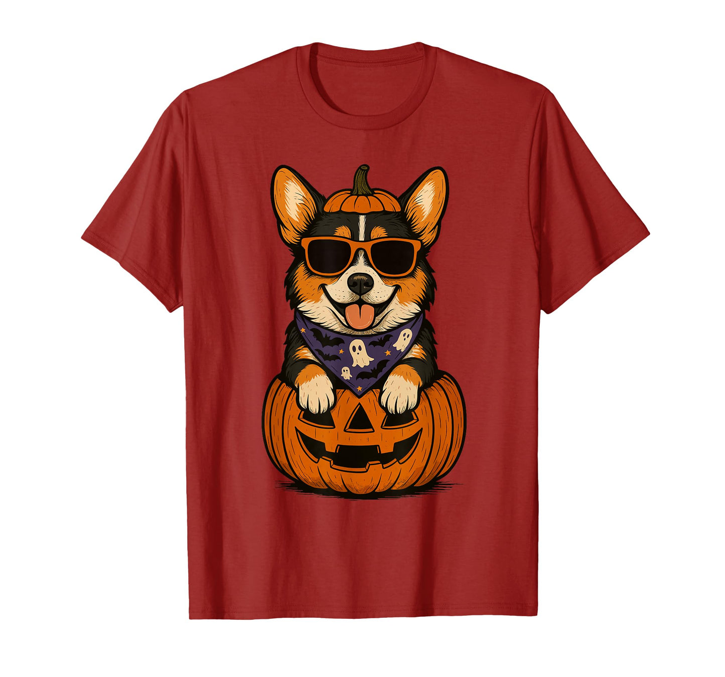Spooky Tri Color Corgi Pumpkin Halloween Dog Lover T-Shirt