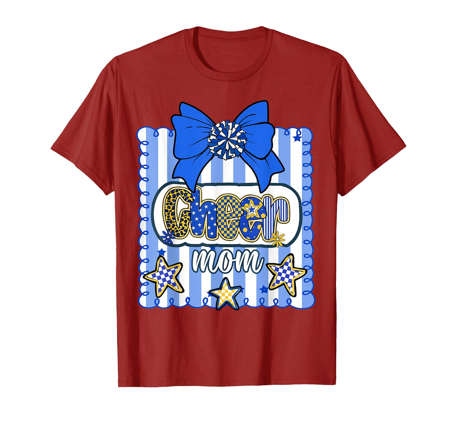 Cheer Mom Blue and Gold Team Game Day Football Cheerleader T-Shirt