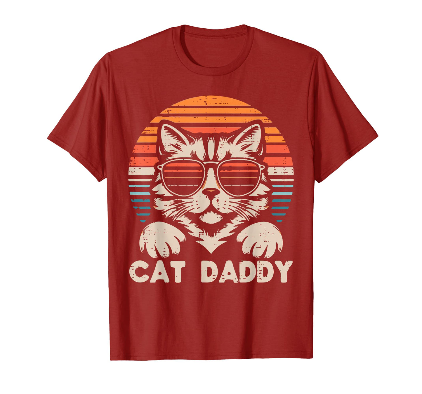 Cat Daddy Sunglasses Sunset Retro Fur Dad Papa Kitten Men T-Shirt