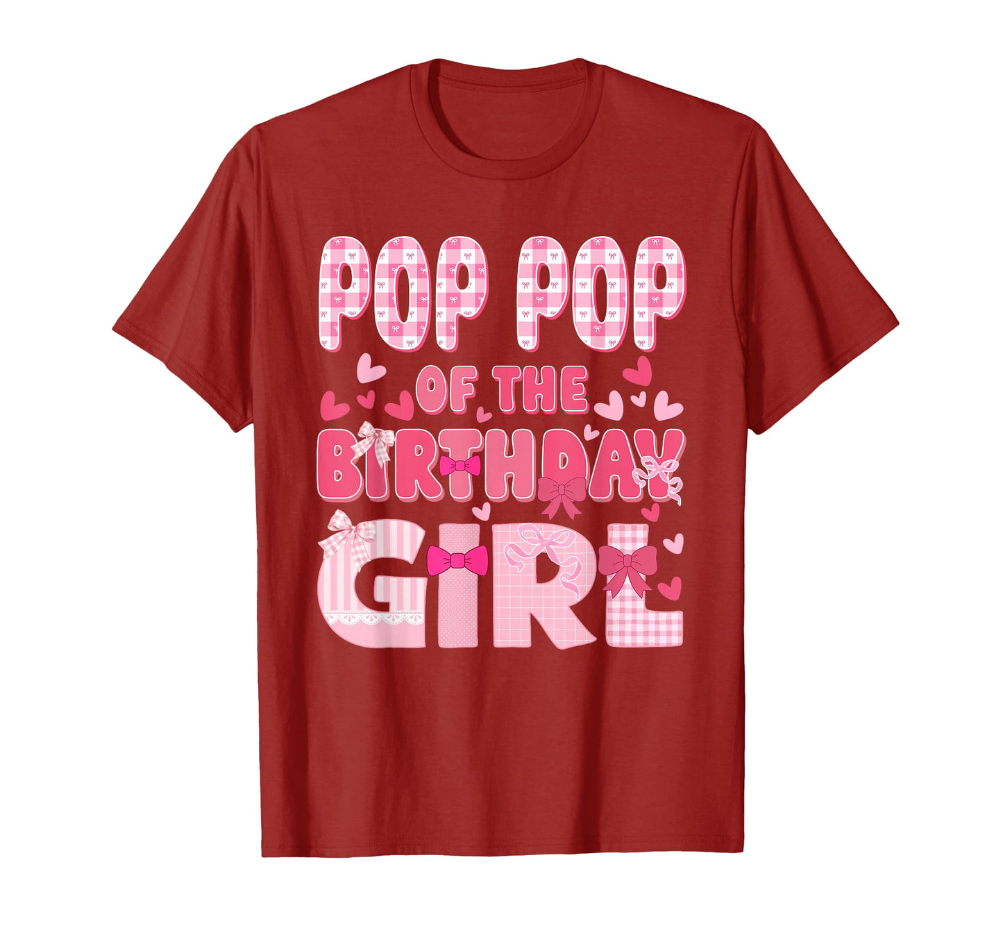 Pop Pop of The Birthday Girl Family Pink Coquette Bow T-Shirt