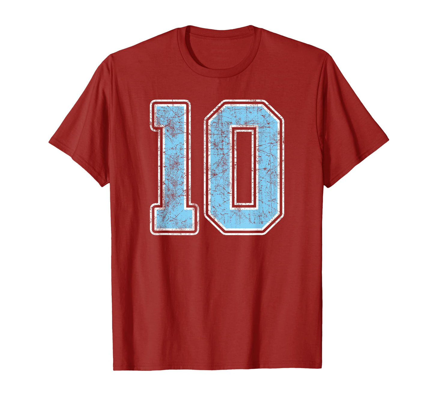 Baby Blue White Number 10 Jersey Player Uniform #10 T-Shirt