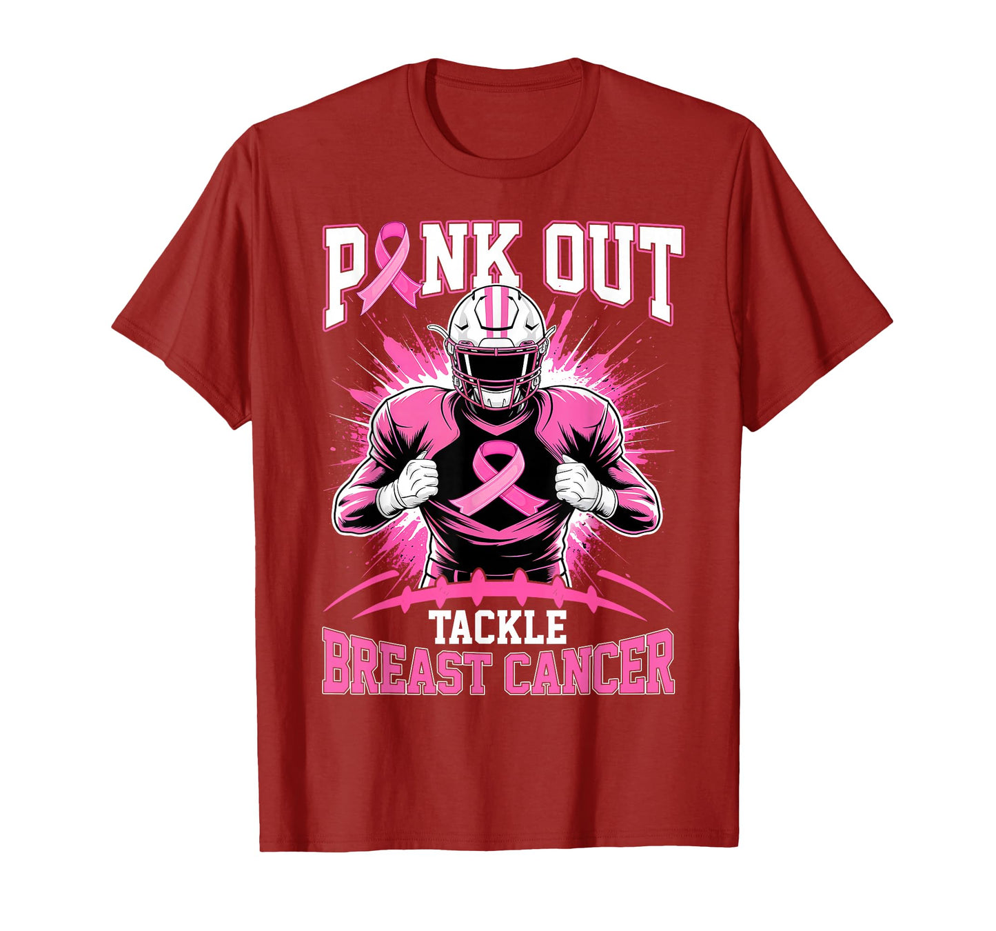 Pink Out Tackle Breast Cancer Awareness American Football T-Shirt
