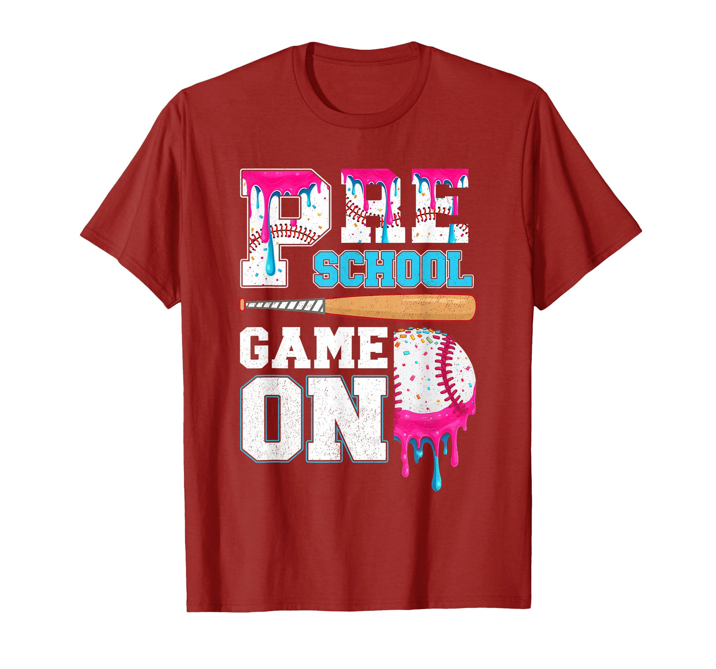 Preschool Back to School Baseball Drip Ice Cream Game On Kid T-Shirt