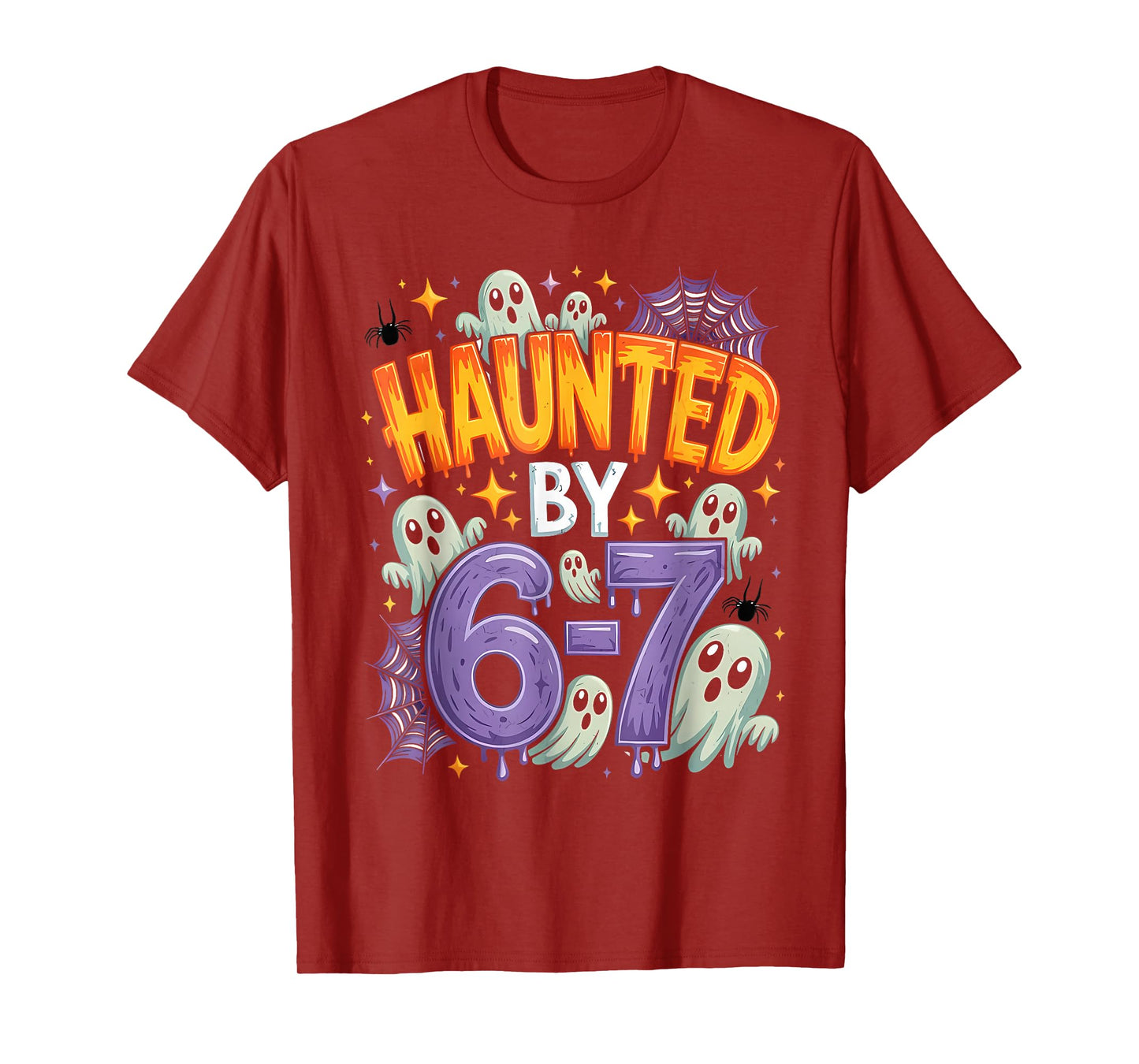 Purple Haunted by 67 Funny Halloween Ghost Spider Horror T-Shirt