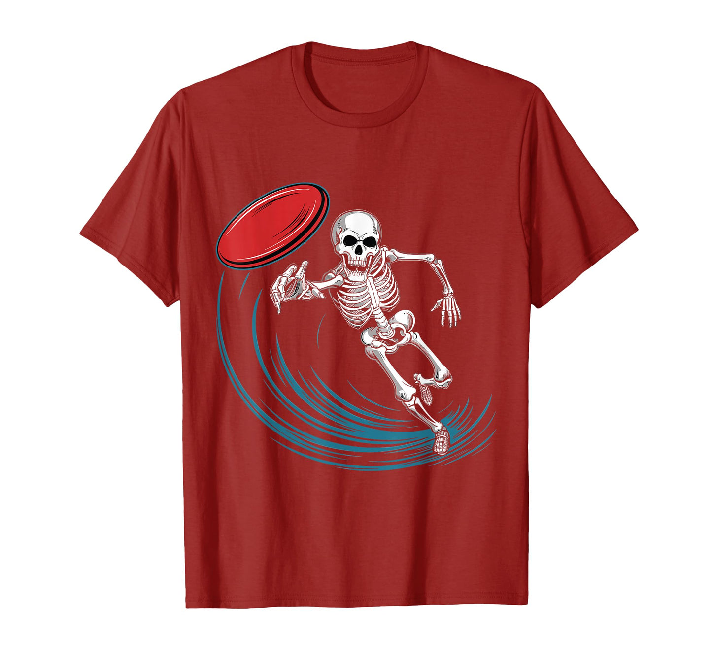 Disc Golfing Skeleton Halloween Men Boys Disc Golf Halloween T-Shirt