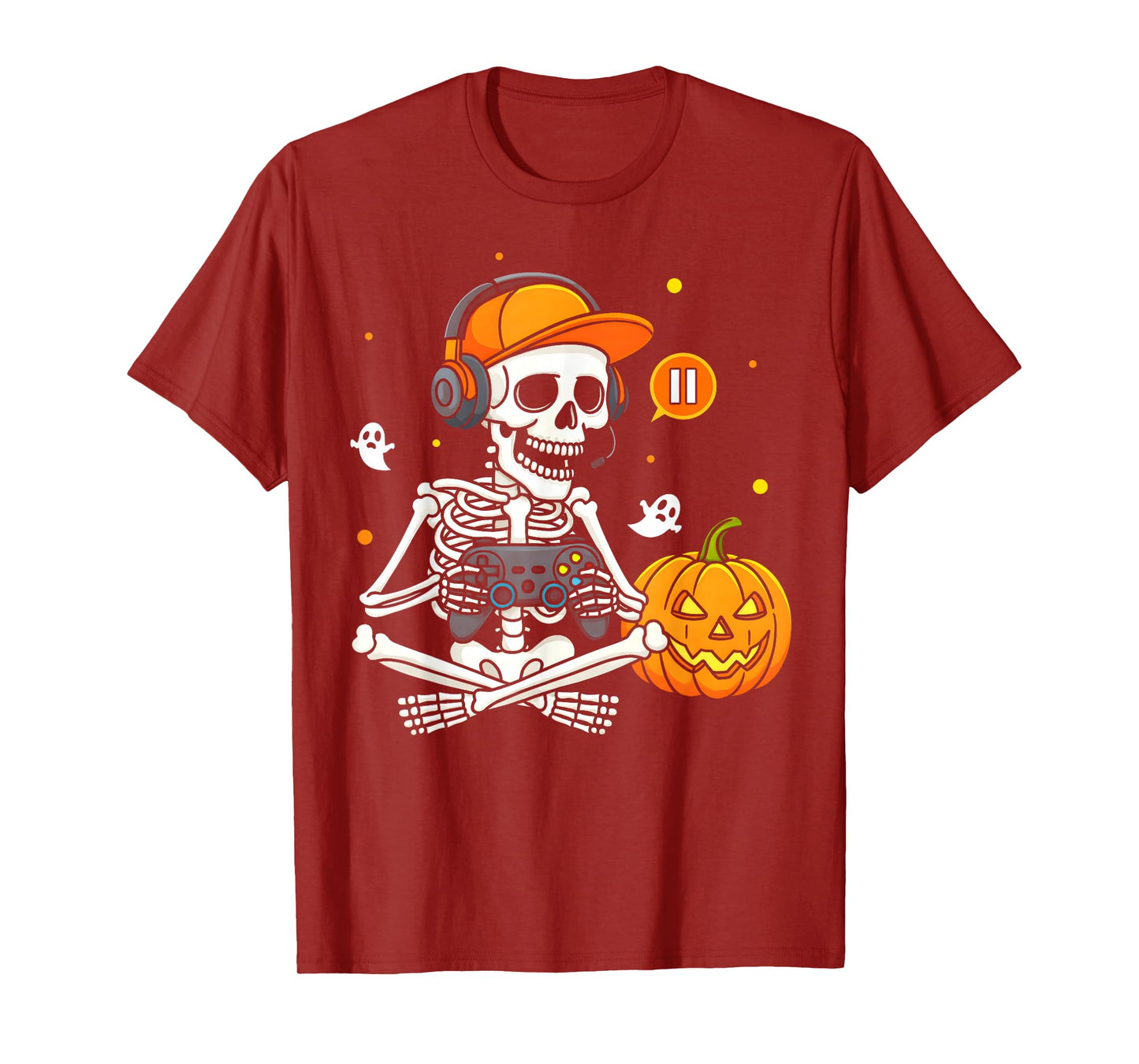 Funny Gaming Hallowen Skeleton Gamer Video Kids Boys T-Shirt