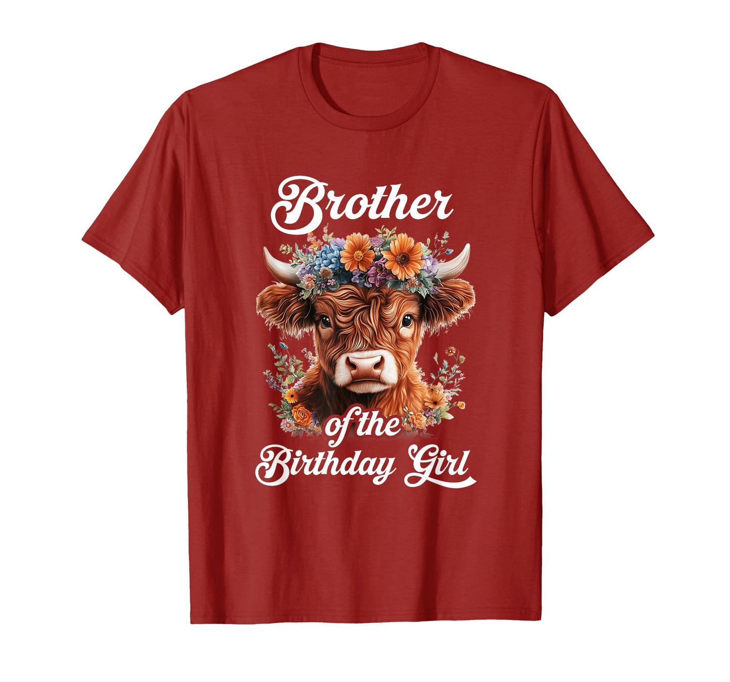 Brother Of The Birthday Girl Highland Cow Farm Family T-Shirt