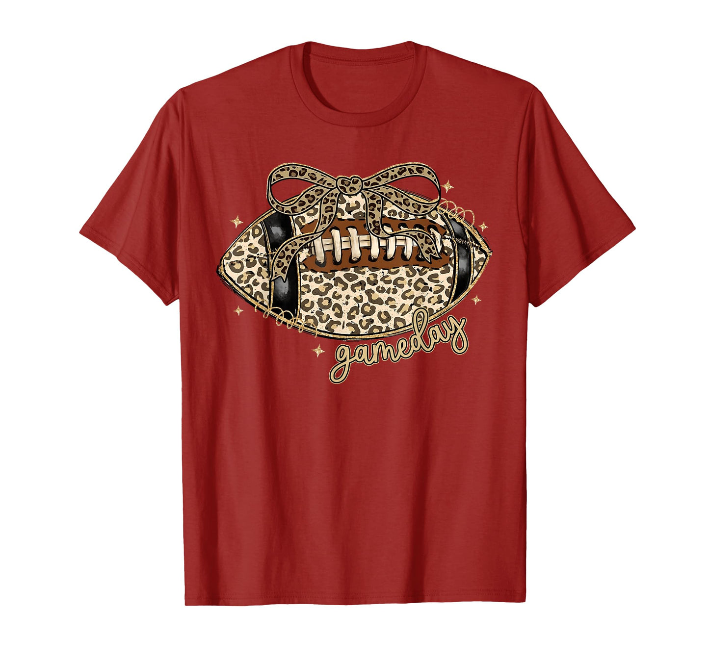 Football Game Day Womens Leopard Cheetah Game Day Football T-Shirt