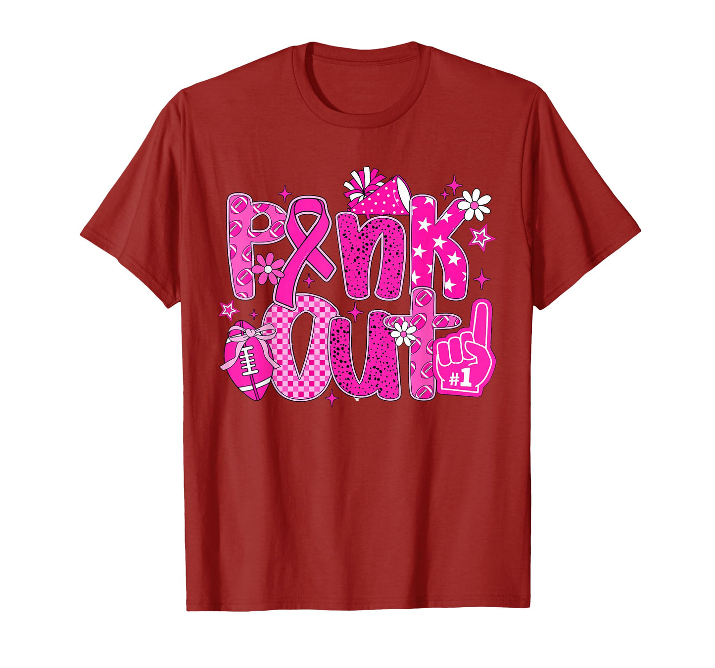 Pink Out Pink Football Pink Cheer Breast Cancer Women T-Shirt