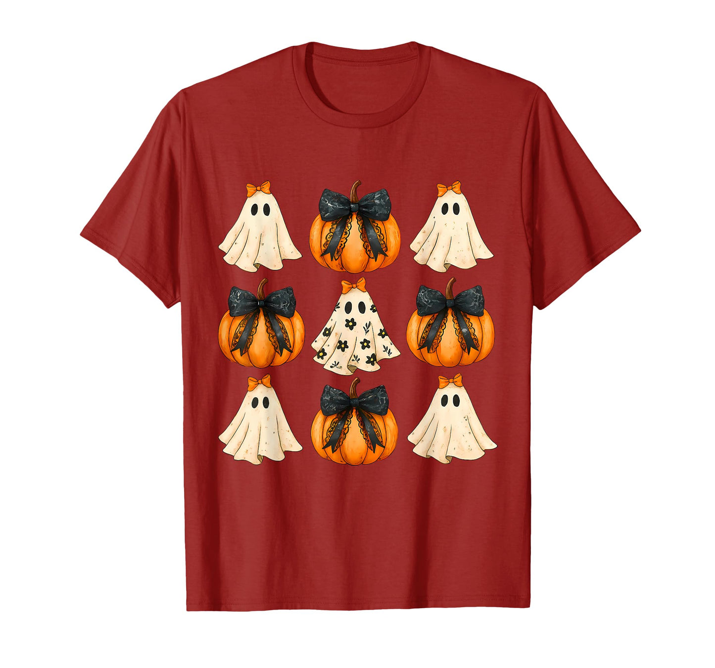 Halloween Coquette Bow Pumpkin Ghost Spooky Boo Women Girl T-Shirt