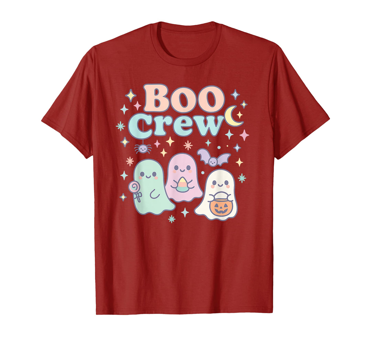 Cute Pastel Boo Crew Halloween Groovy Ghosts Candy Pumpkin T-Shirt