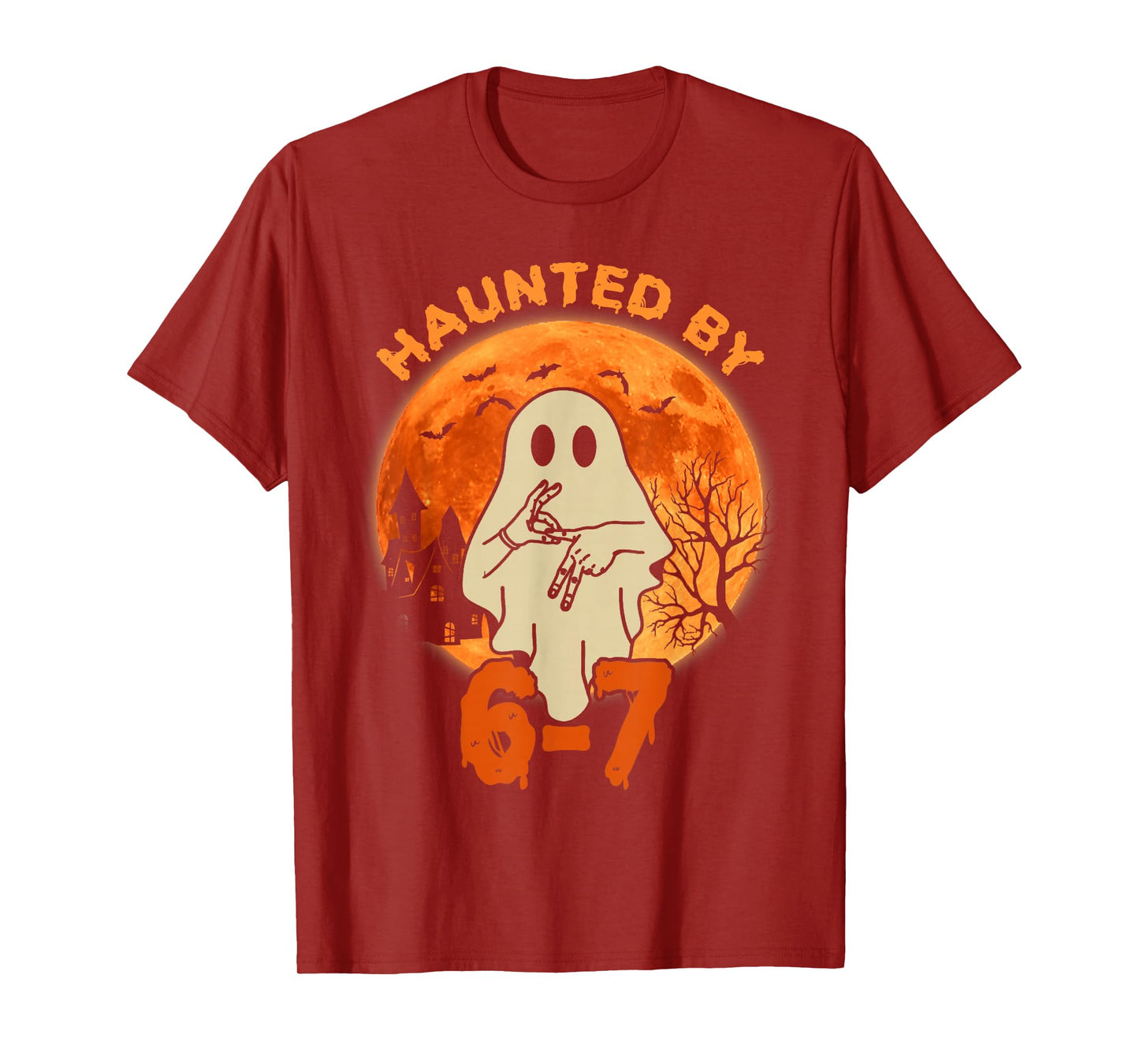 Haunted by 67 Halloween Ghost Six Seven Gen Alpha Z T-Shirt