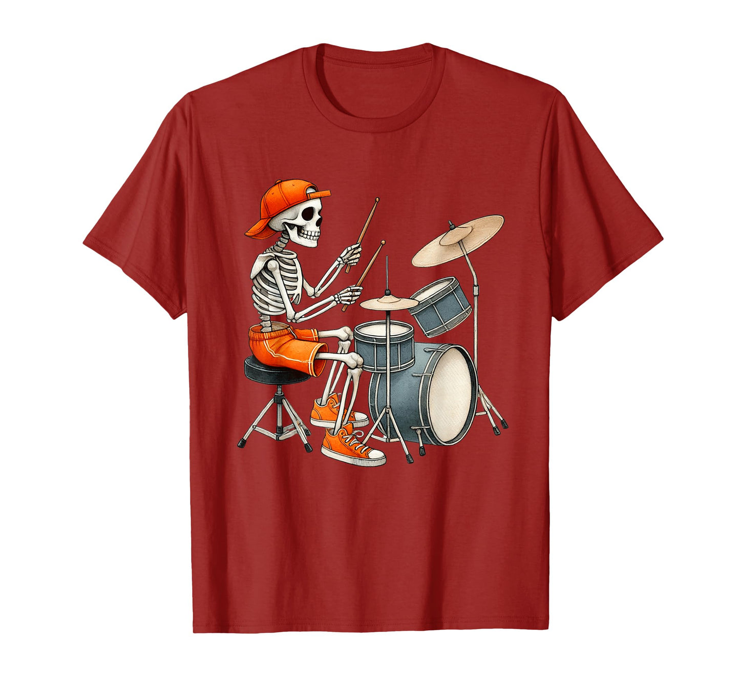 Skeleton Drums Halloween Costume Funny Drummer Men Boys Kids T-Shirt