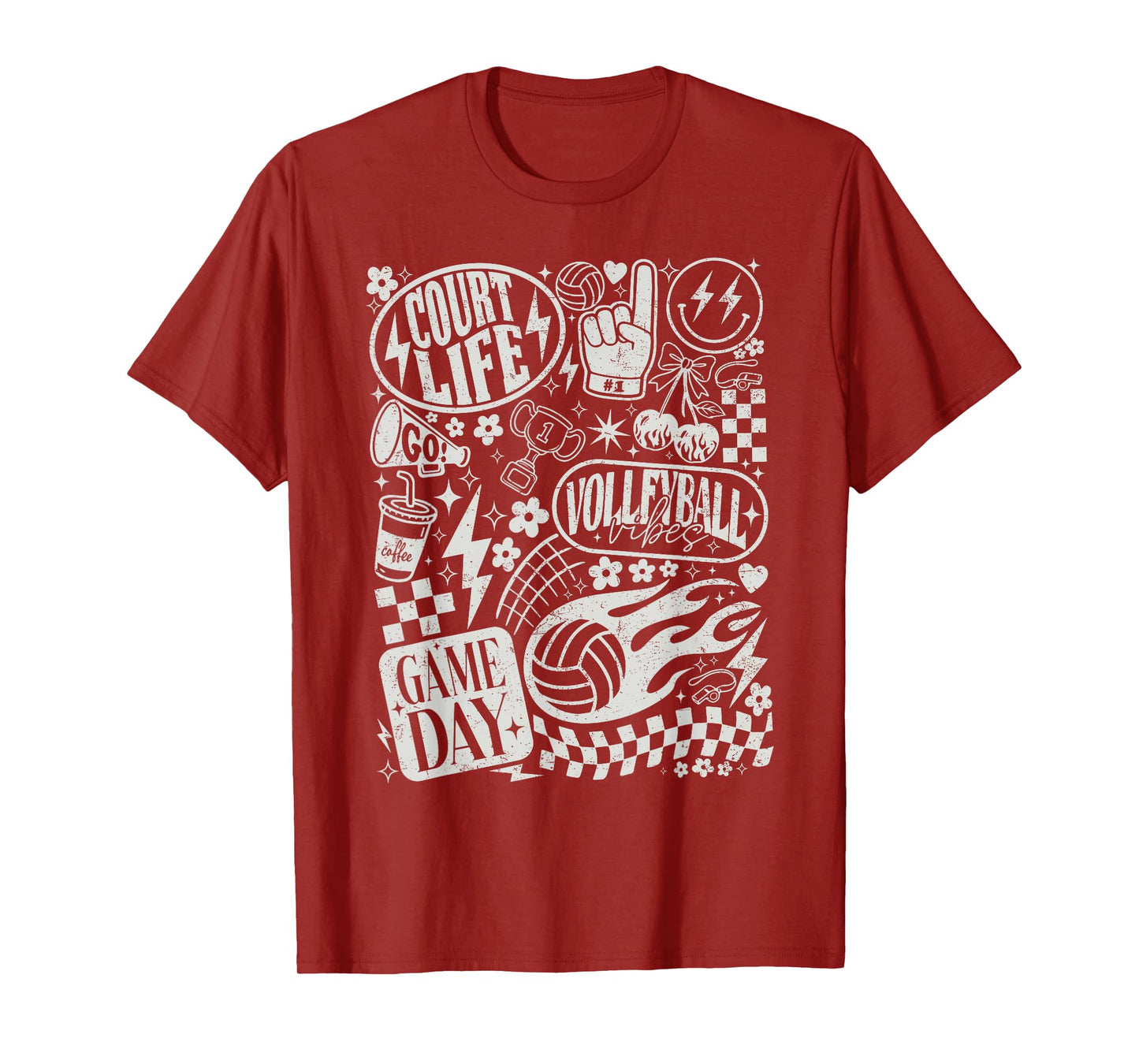 Retro Checkered Volleyball Game Day Men Women Kids T-Shirt