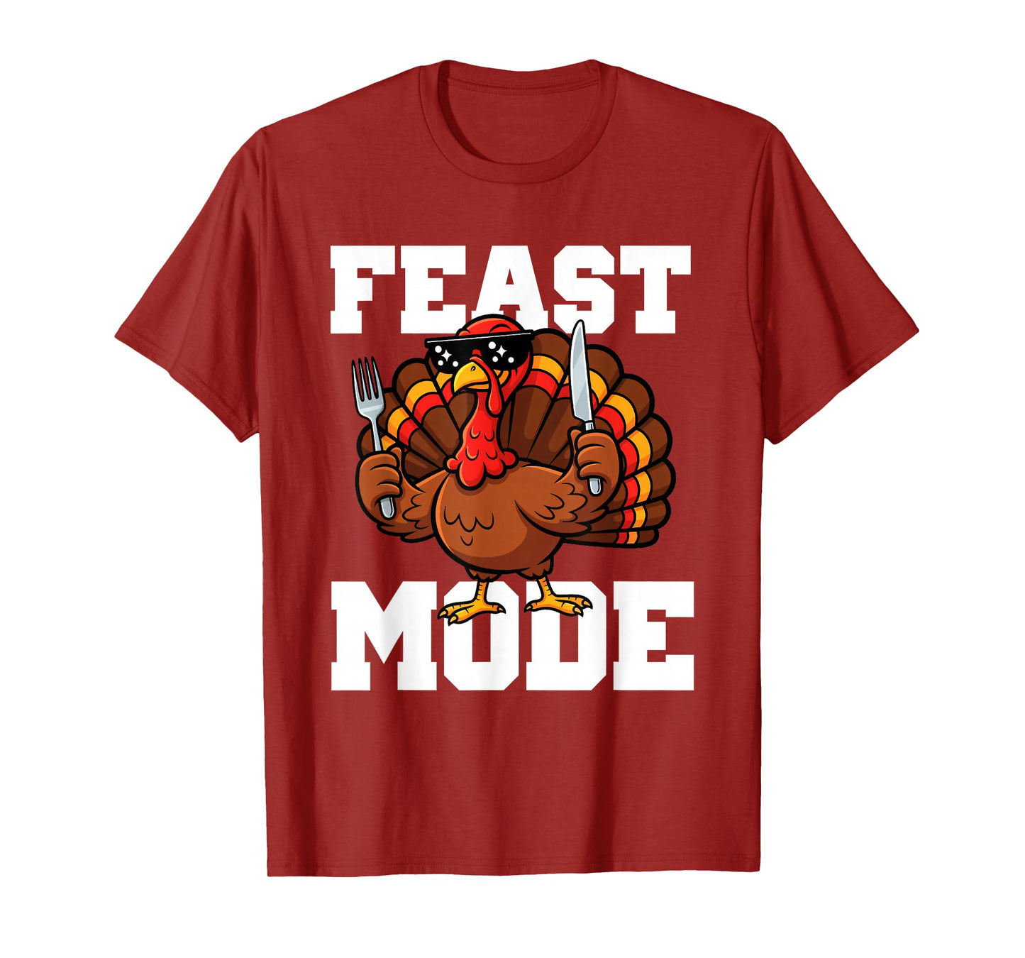 Funny Thanksgiving Turkey Feast Mode Fall Men Women Kids T-Shirt