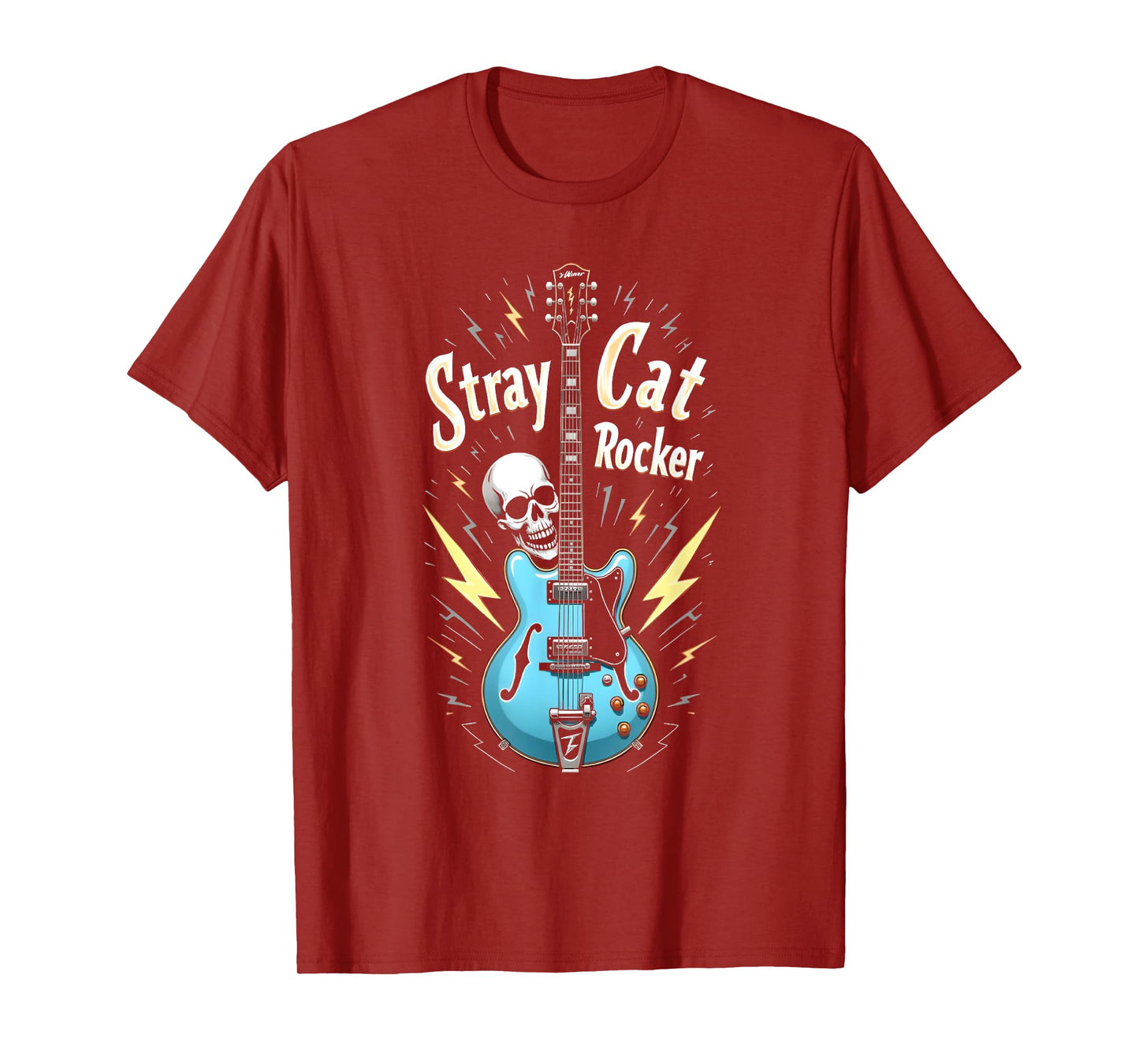 Stray Cat Rocker Vintage Style Rockabilly Guitar T-Shirt