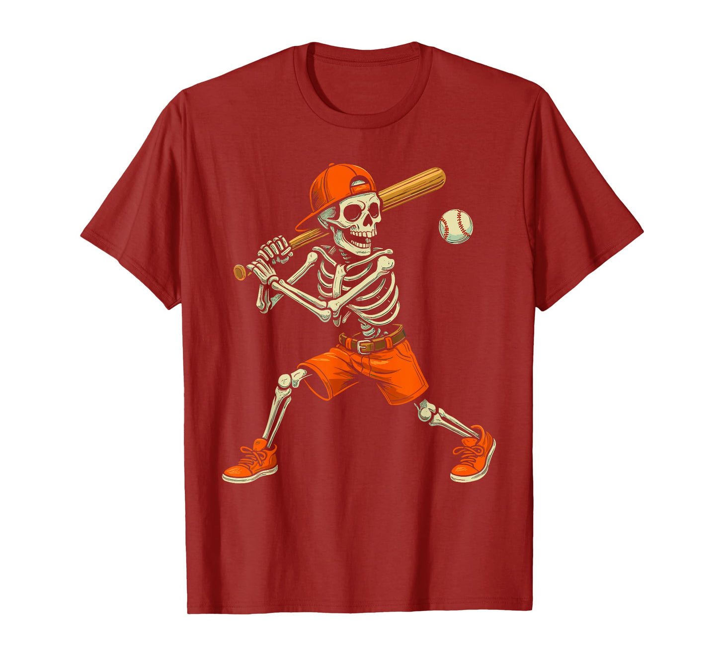Skeleton Baseball Halloween Costume Funny Men Boys Kids T-Shirt