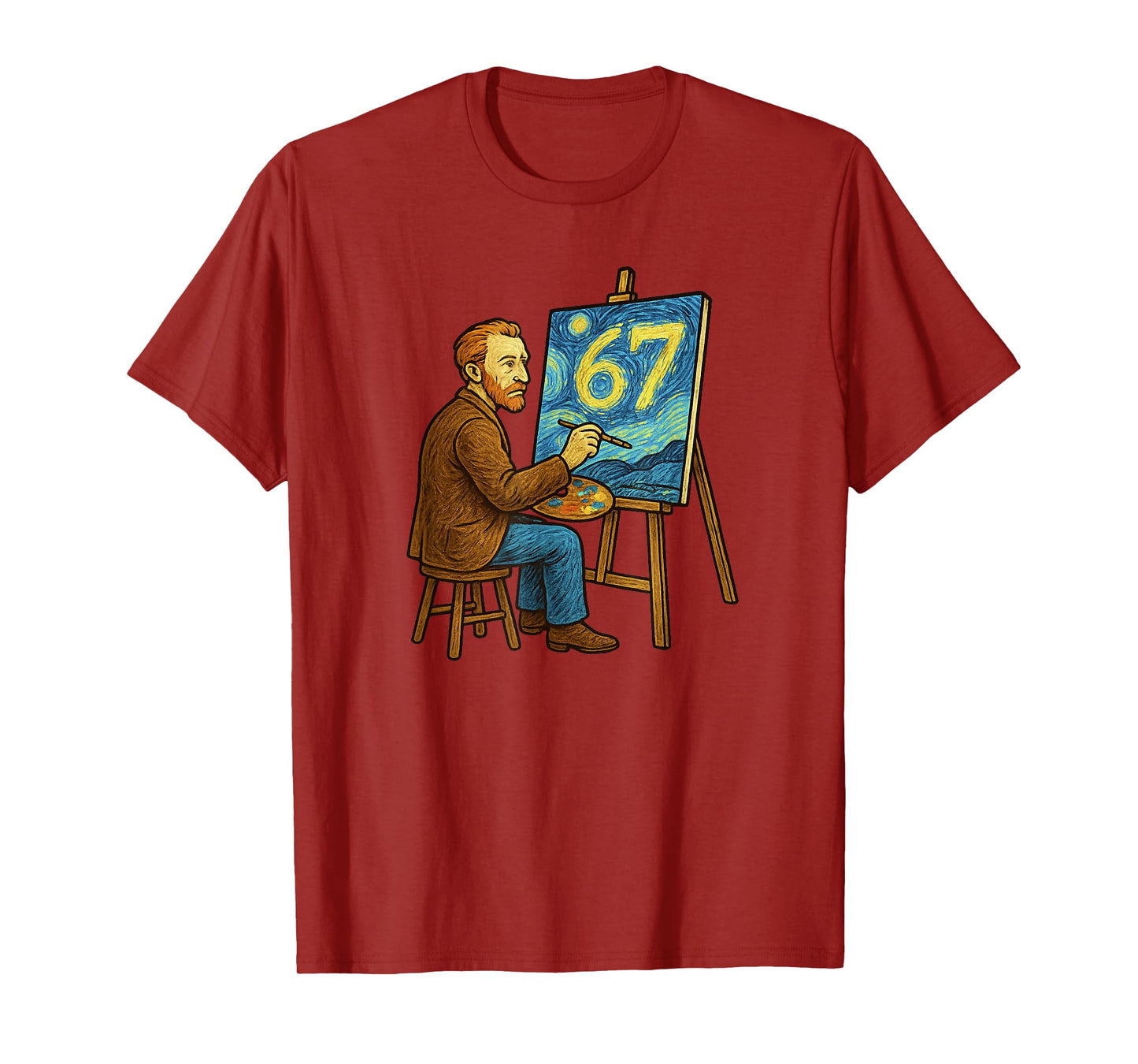 Van Gogh Starry Night 6 7 Funny 67 Meme for Art History Fans T-Shirt