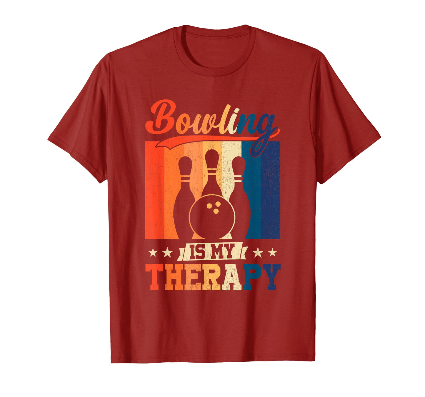Vintage Retro Bowling Is My Therapy Funny Player Team T-Shirt