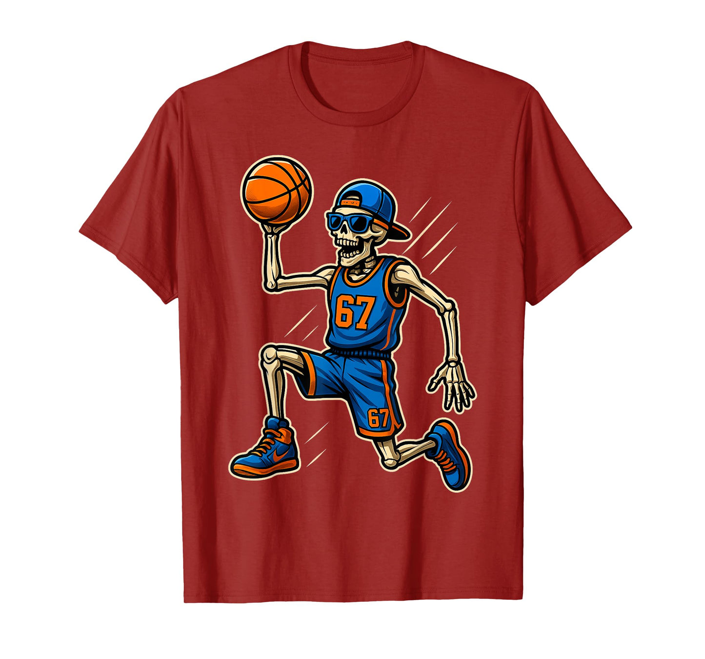 67 Skeleton Six Seven Meme Basketball 6 Halloween 7 Costume T-Shirt