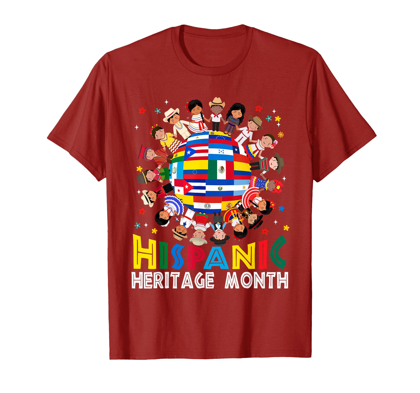Hispanic Heritage Month Earth Childs Latin Flag Boy Girl Kid T-Shirt