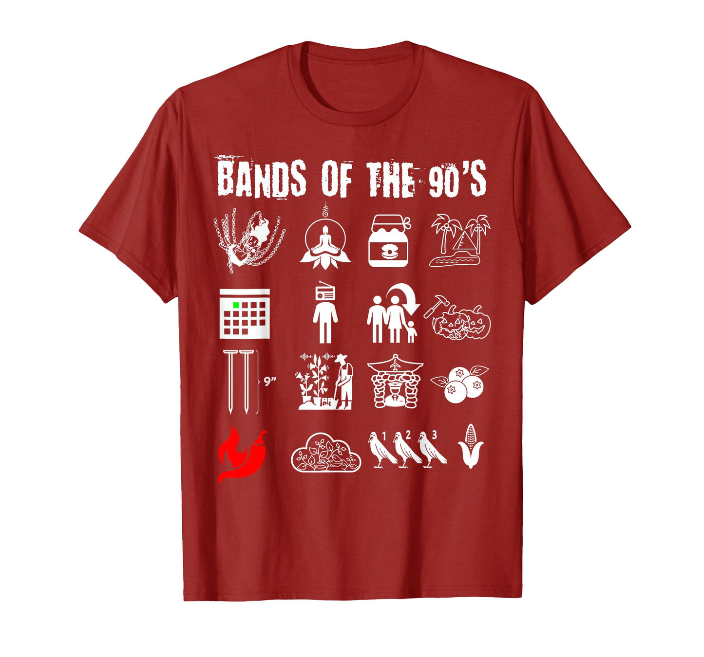 Funny Nerdy Iconic Alternative Rock Bands of the 90s White T-Shirt