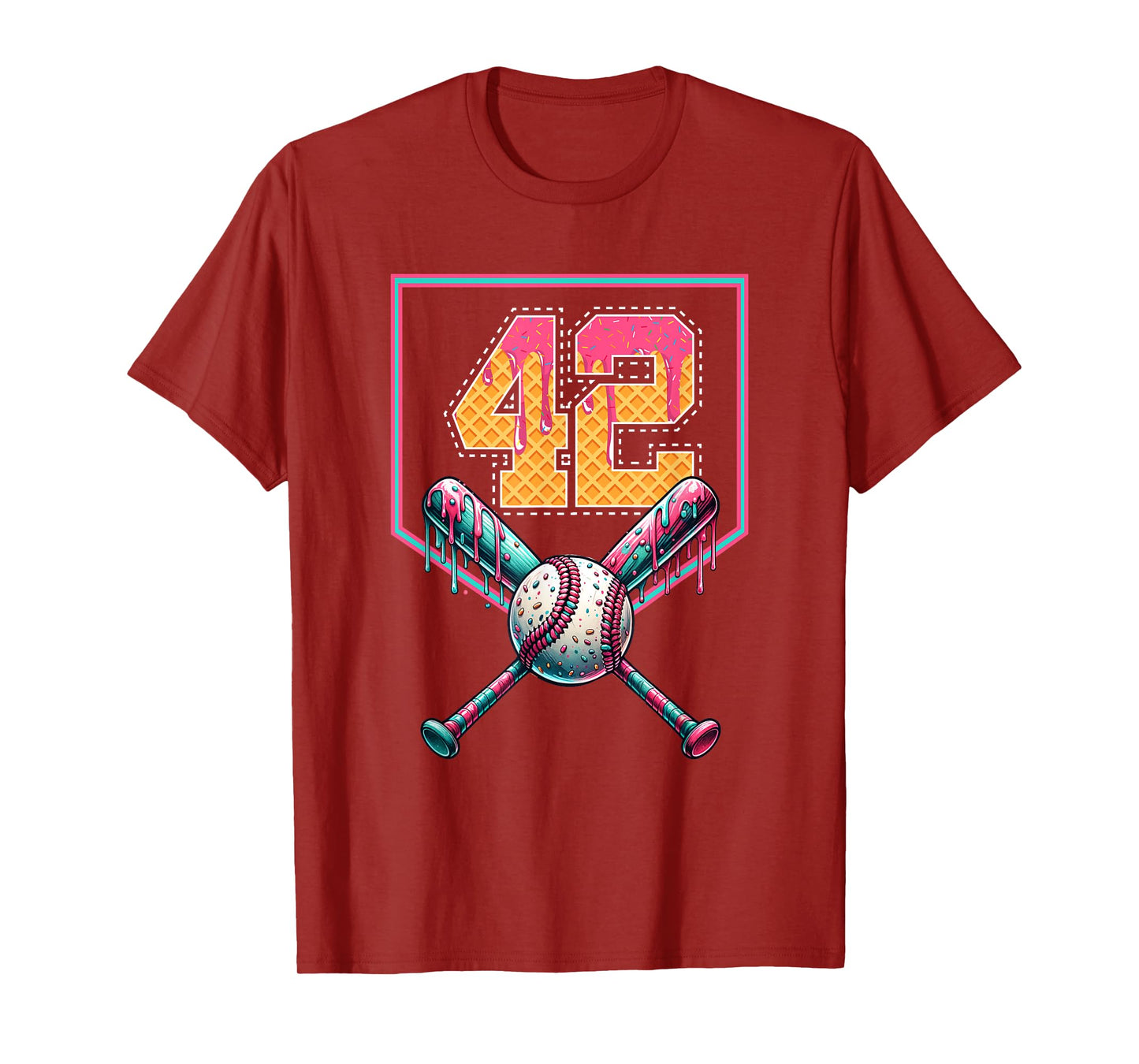 Baseball Drip Number 42 Player Or 42nd Birthday T-Shirt