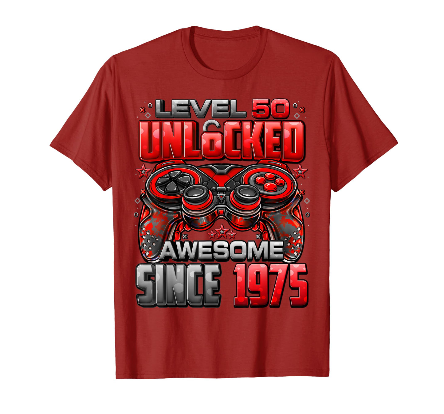 Level 50 Unlocked Awesome Since 1975 50th Birthday Gaming T-Shirt