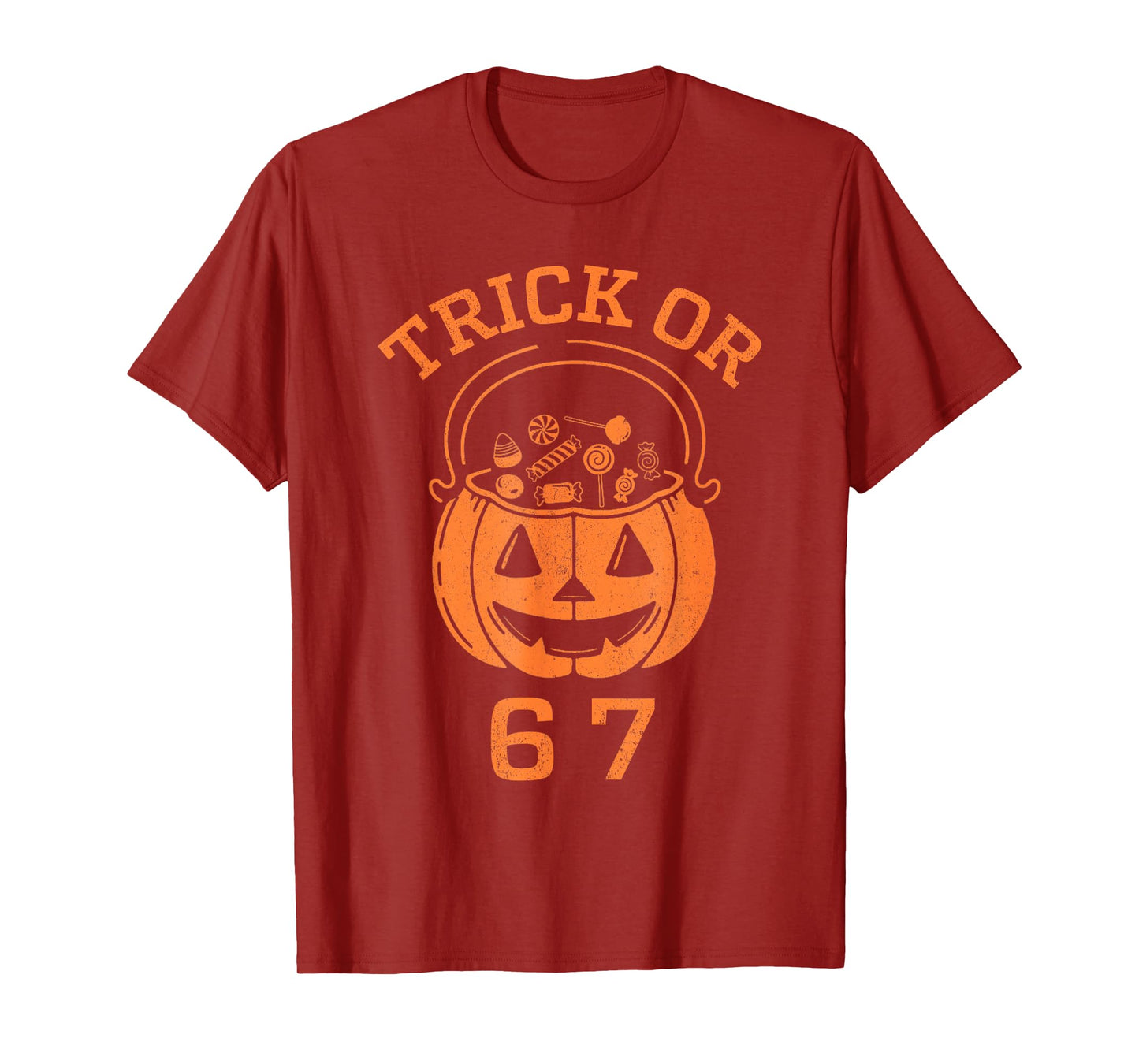 Funny 67 Six Seven Halloween Trick Or Treat Pumpkin Boys T-Shirt