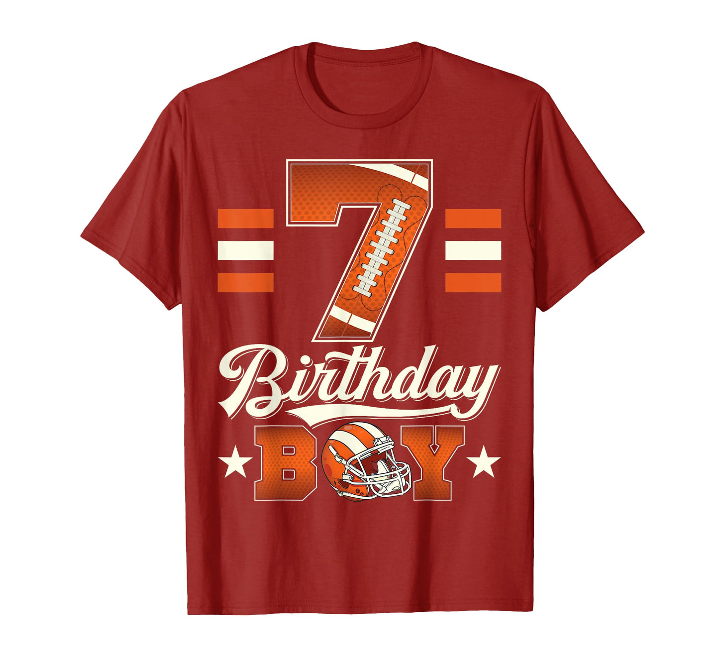 Seven 7th Birthday Boy Football 7 Year Old Sports Party T-Shirt