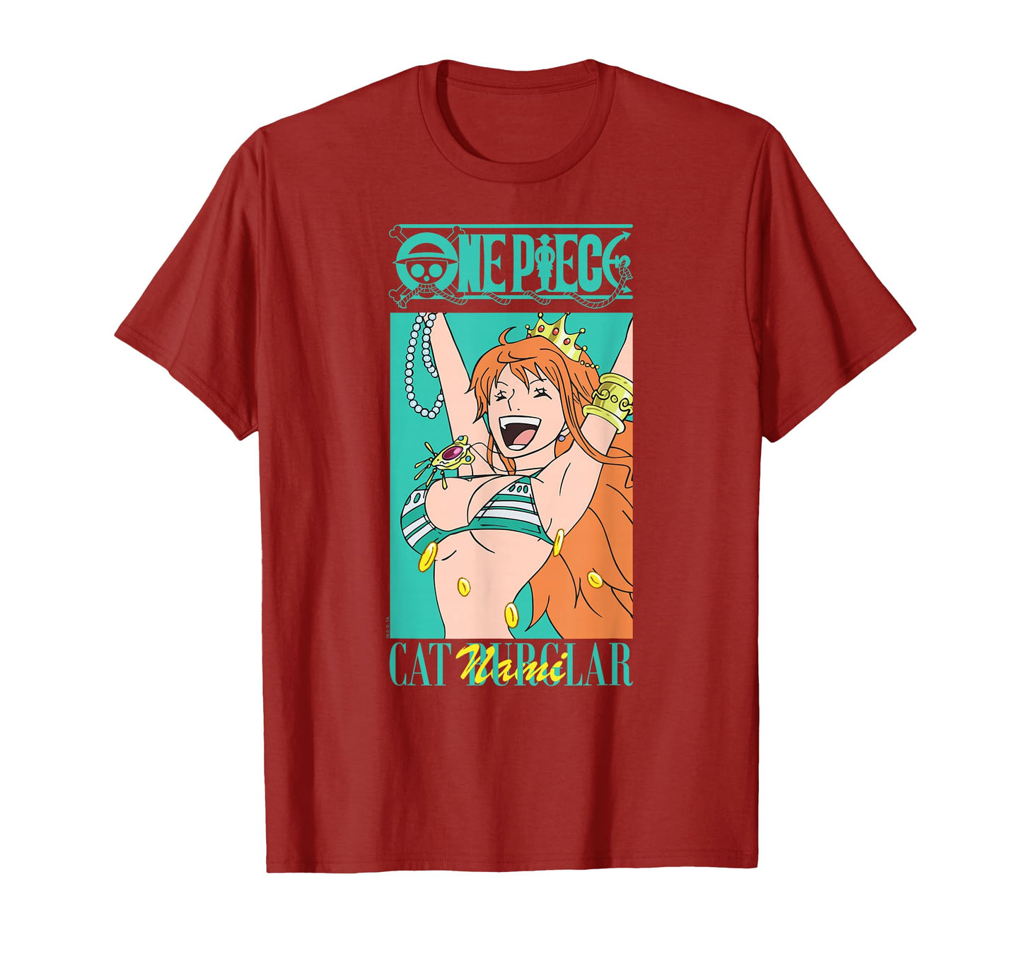 One Piece Anime Cat Burglar Nami Teal Logo T-Shirt