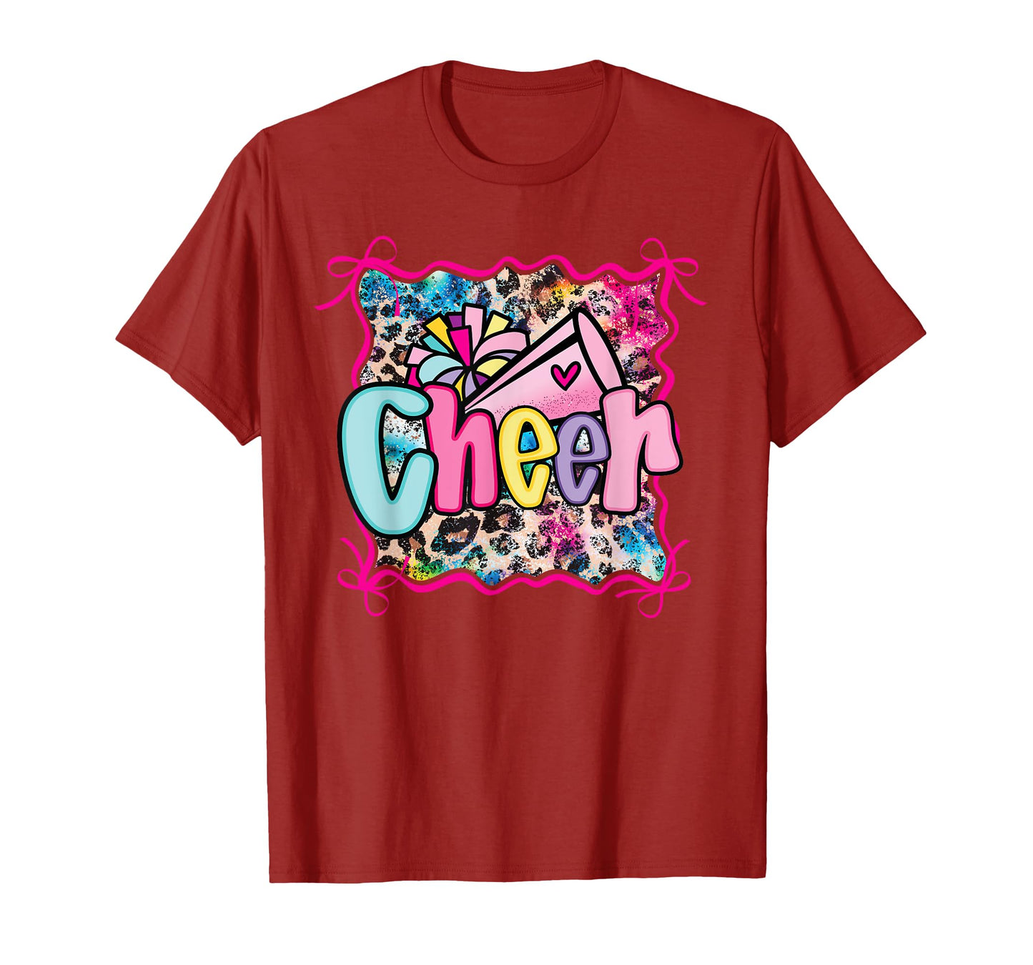 Rainbow Coquette Cheer Cheerleader Pom Megaphone Girl Bow T-Shirt
