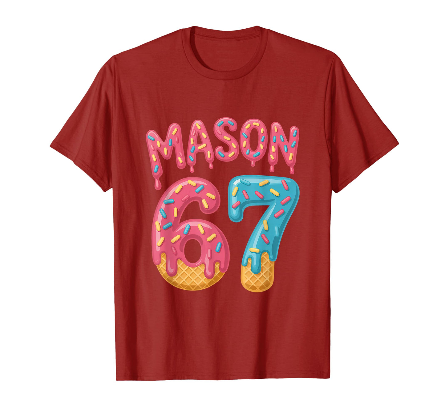 Mason 67 Ice Cream Meme Funny Six Seven (On Back) T-Shirt