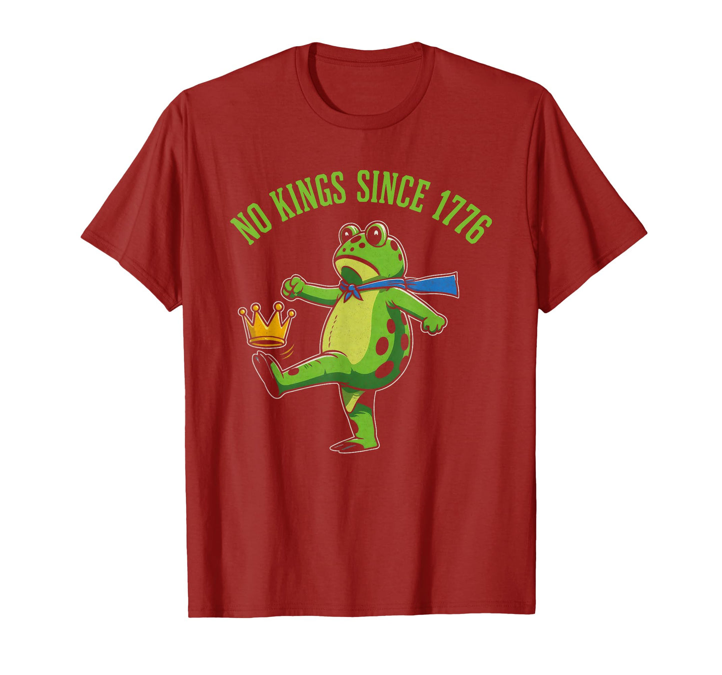 No Kings Since 1776 Portland Frog Kicking Crown Retro T-Shirt