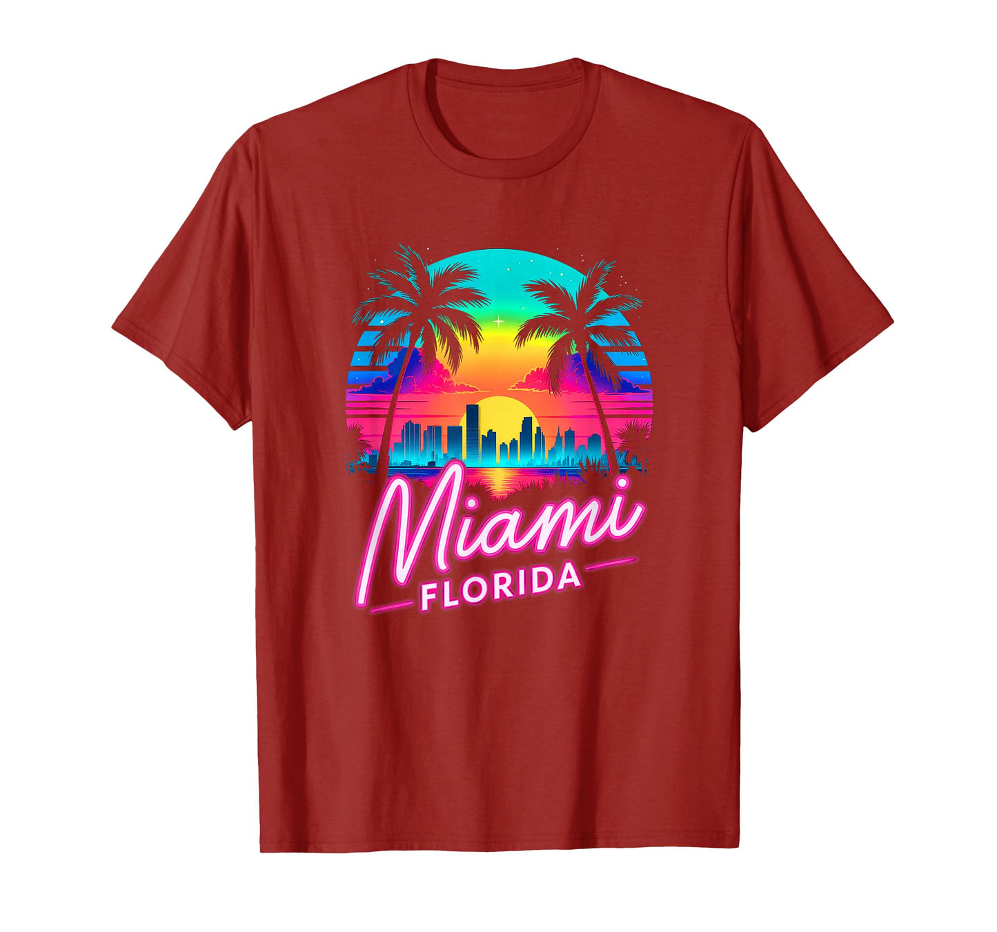Vintage Miami Beach Retro City Florida Vacation Sunset T-Shirt