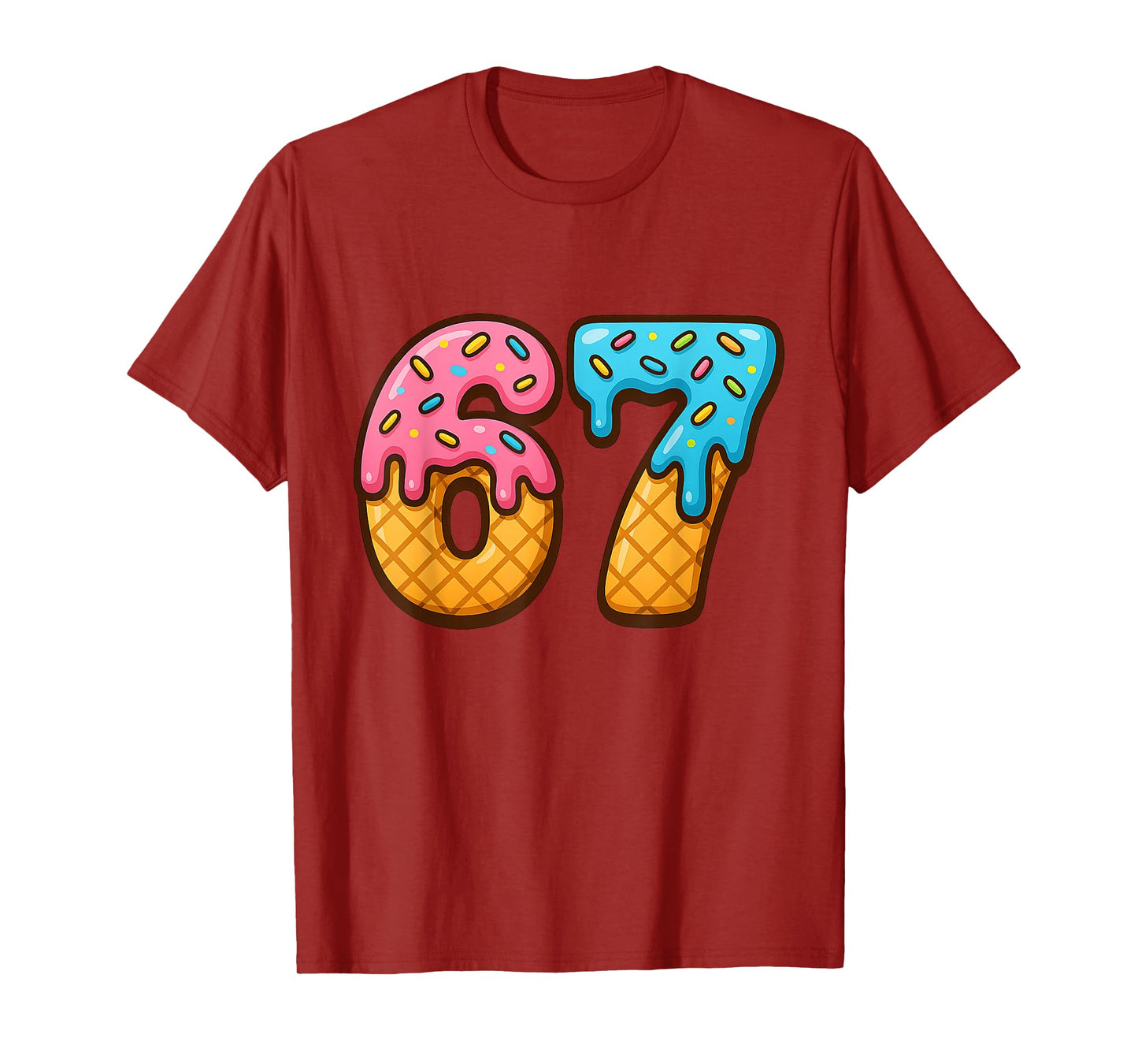 67 Ice Cream Drip Meme Funny Six Seven Gen Alpha Slang T-Shirt